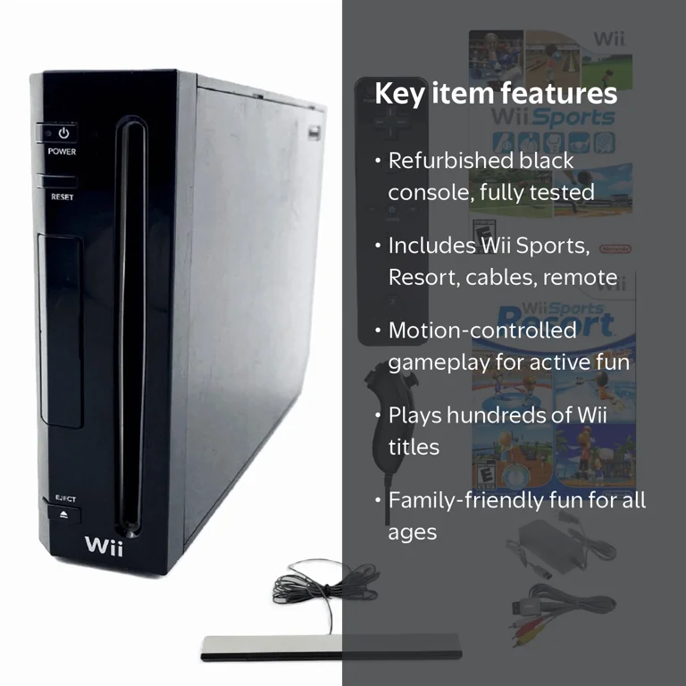 Restored Nintendo Wii Console Wii Game System Black with Wii