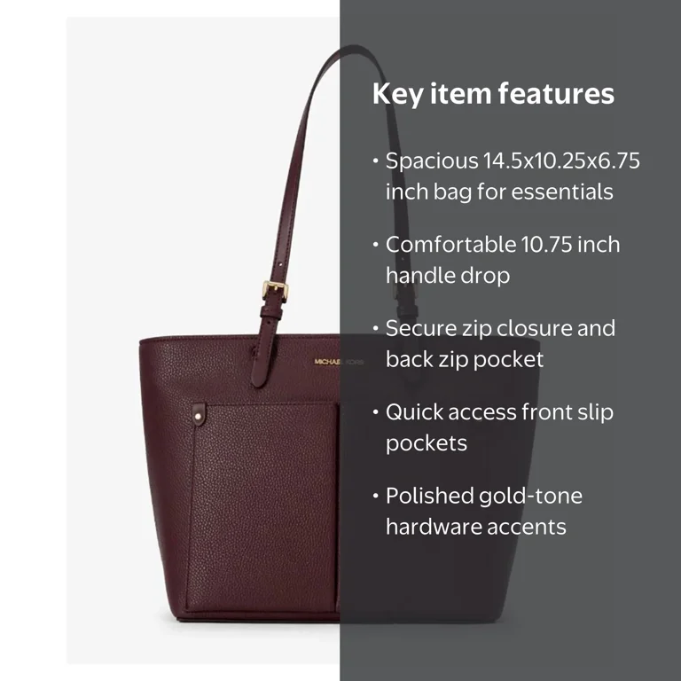 Michael Kors Jet Set Vegan Leather Tote Bag, Oxblood, Medium, 14.5