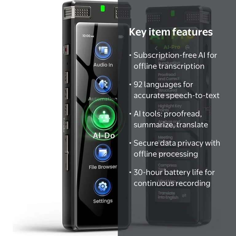 TIMMKOO, Voice Recorder, 136GB, Offline AI Transcription - Walmart.com