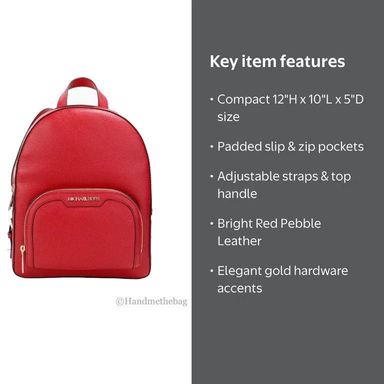 Michael Kors Jaycee Medium Bright Red Pebbled Leather Backpack