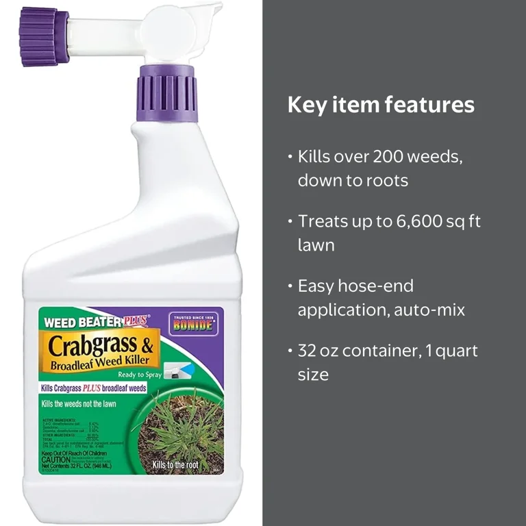 Bonide 066 Crabgrass and Broadleaf Weed Killer, Liquid, Black/Brown, 1 qt Bottle