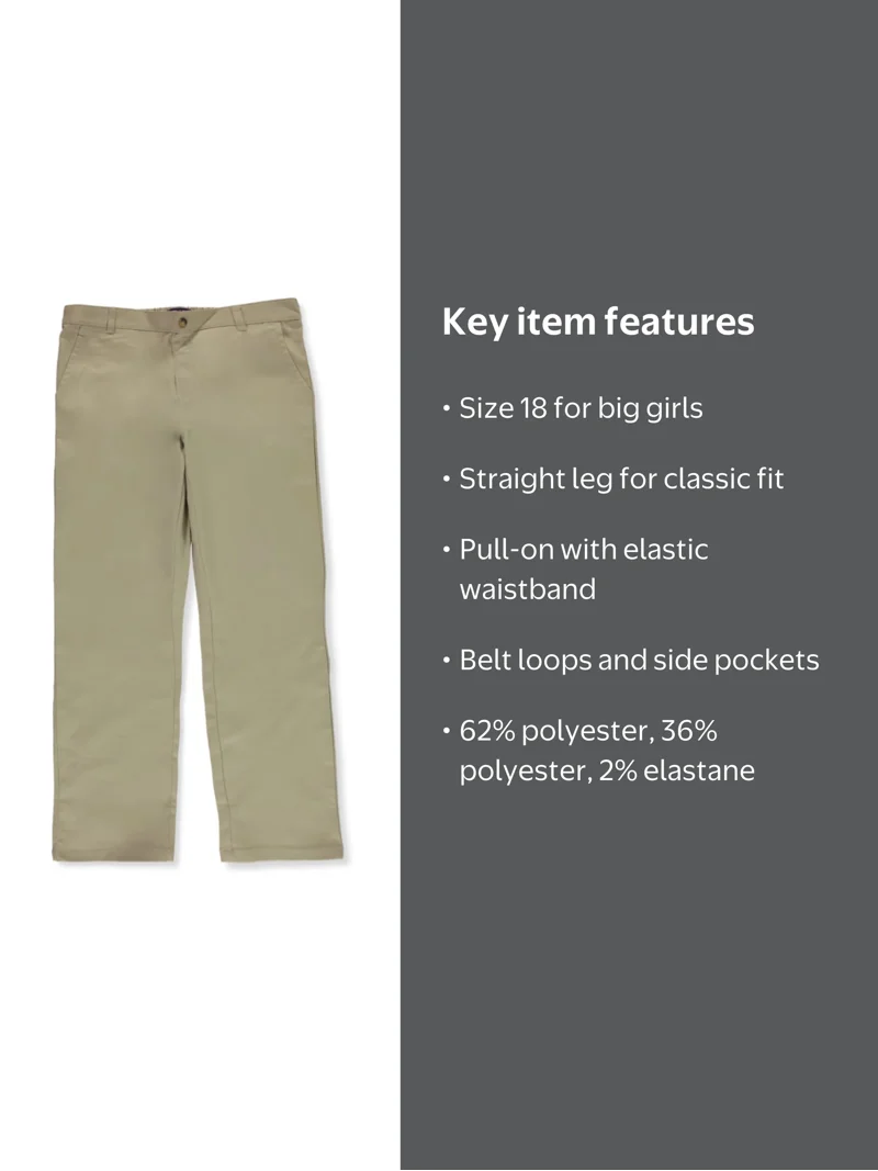 French Toast School Kids Teens Straight Leg Pull-On Uniform Pants