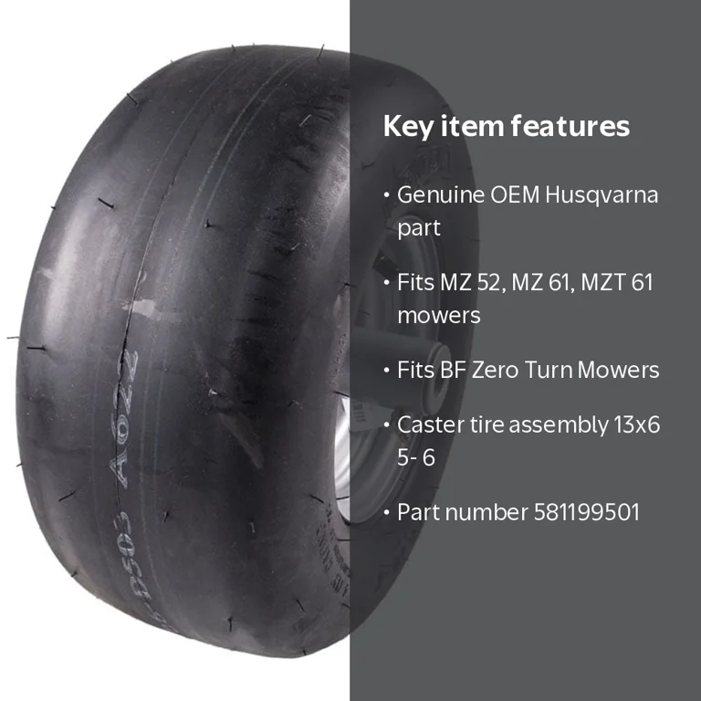 Husqvarna 581199501 Tire Assembly 13X MZ 52 61 BF Zero Turn Mower