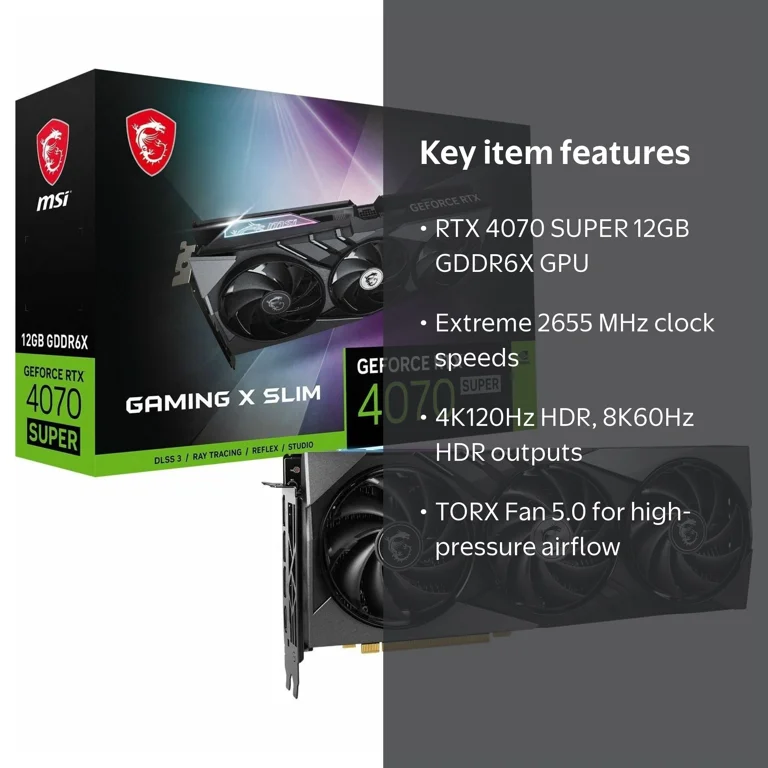 MSI GeForce RTX 4070 SUPER 12G Gaming X Slim GPU Graphics Card