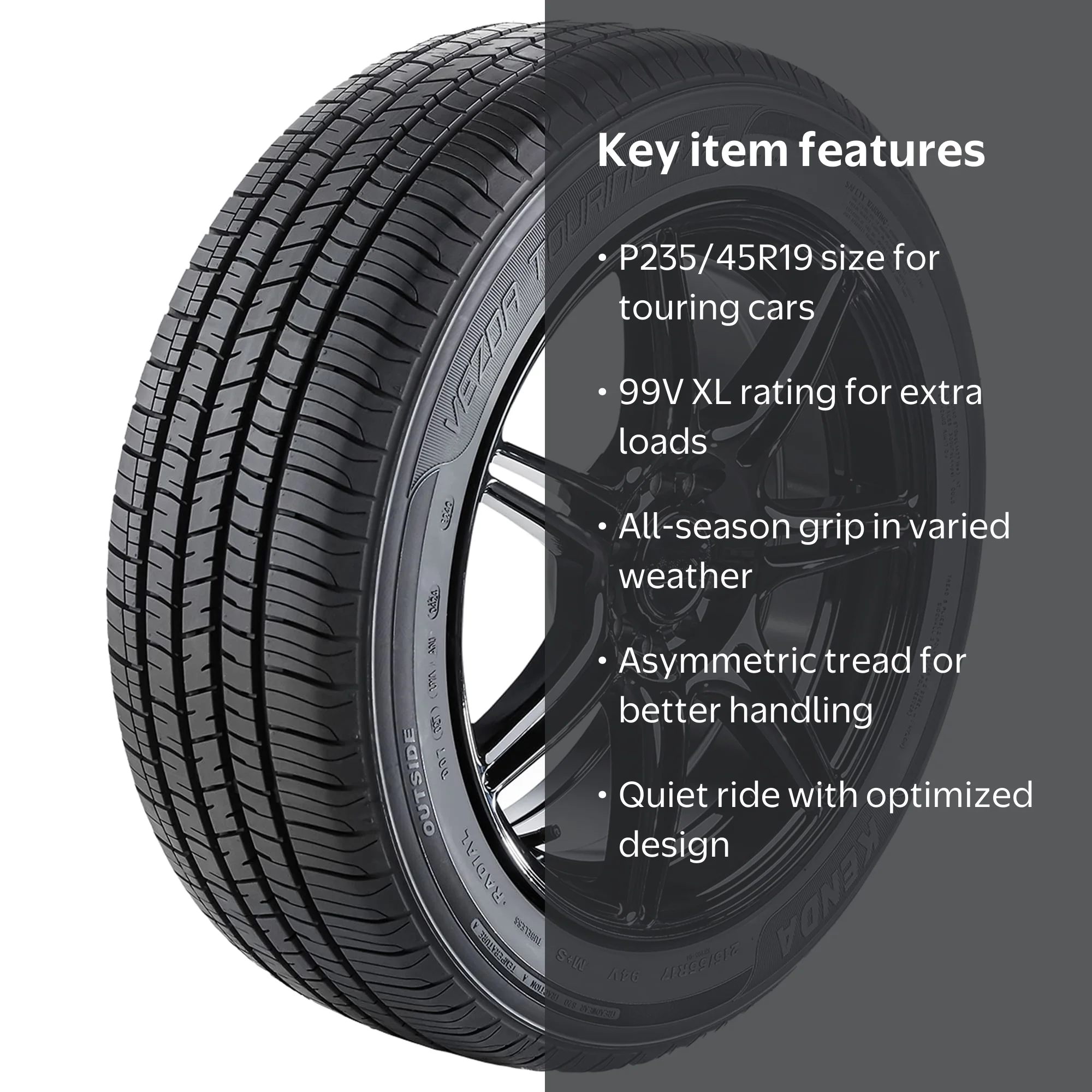 Kenda, Passenger Tire, All Season, 235/45R19, XL, 99V - Walmart.com