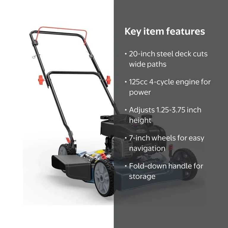 SENIX Gas Lawn Mower 20in Deck, 125 cc Briggs & Stratton Engine