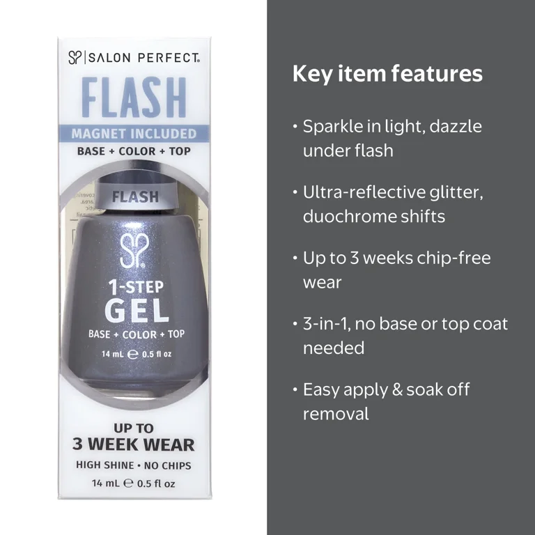 Salon Perfect Flash One Step Gel + Magnet Tool, Blue Nail Polish