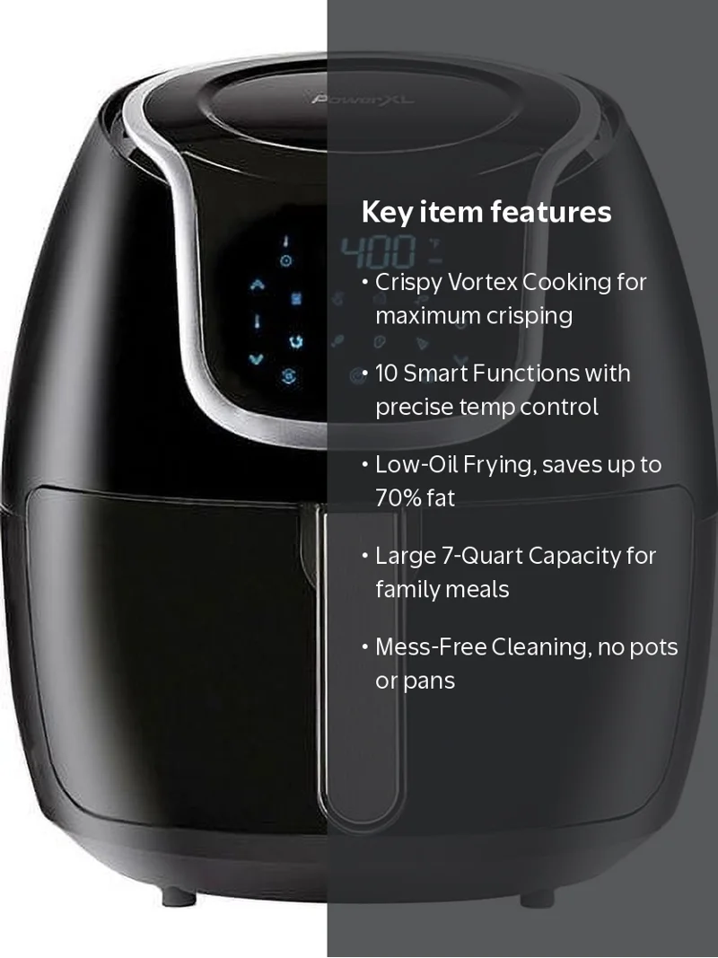 PowerXL 7QT Vortex Air Fryer with Rapid Air Technology, 10 Pre