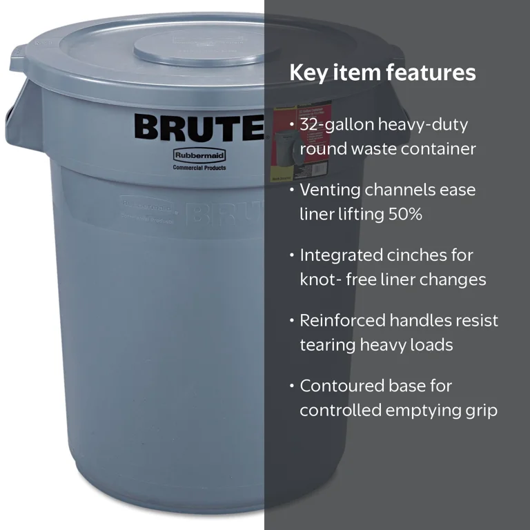 Rubbermaid FG863292GRAY 32 gal Brute All-Inclusive Garbage Can