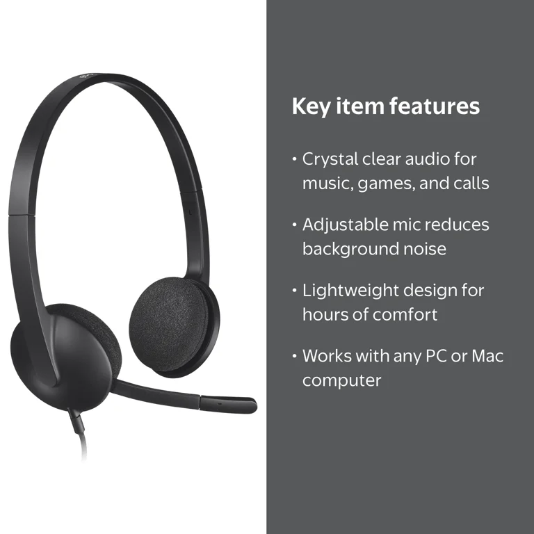 Logitech, USB Headset, 981-000507, Black for Internet Calls and