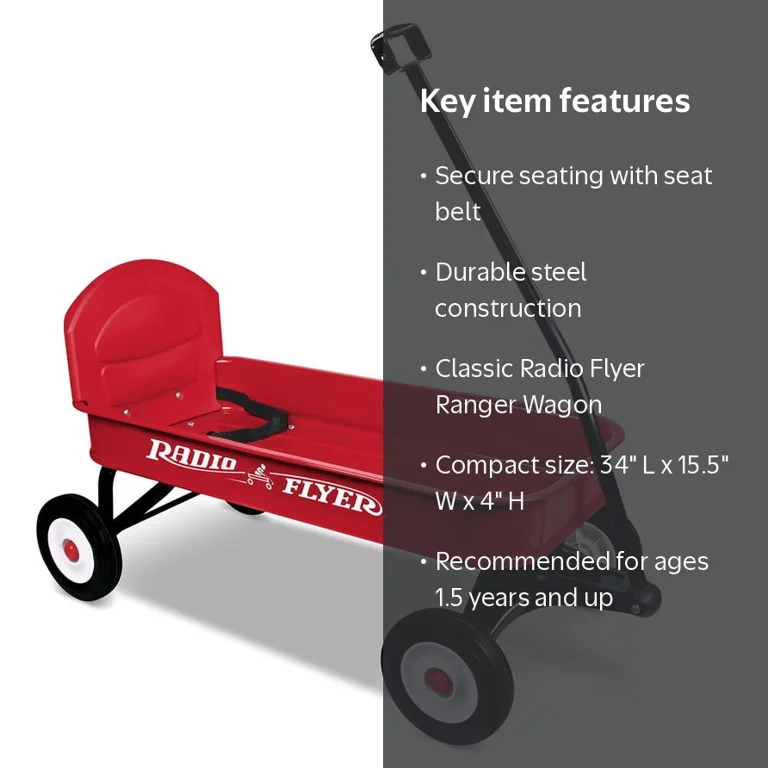 Radio Flyer, Ranger Wagon, Seatback with Seat Belt, Red - Walmart.com