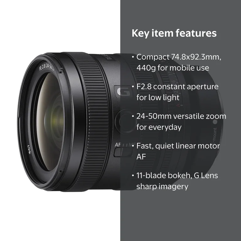 Sony FE 24-50mm F2.8 G Compact Lightweight Standard Zoom Lens with
