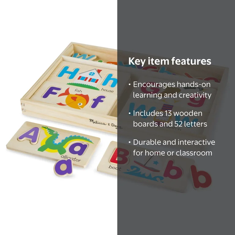 Melissa & Doug ABC Picture Boards - 13 double-sided wooden boards