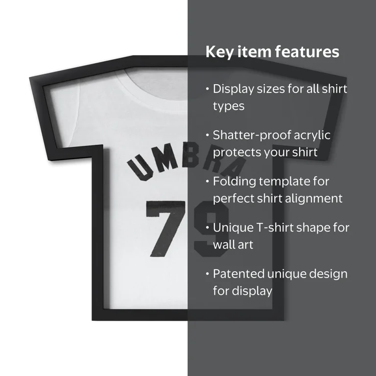 Umbra T-Frame Small T-Shirt Wall Display Frame, Shatter-Proof