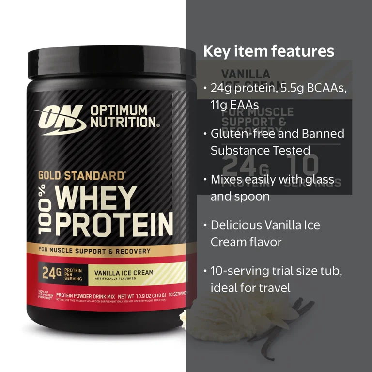 Optimum Nutrition, Whey Protein Powder, 100% Whey, Vanilla Ice