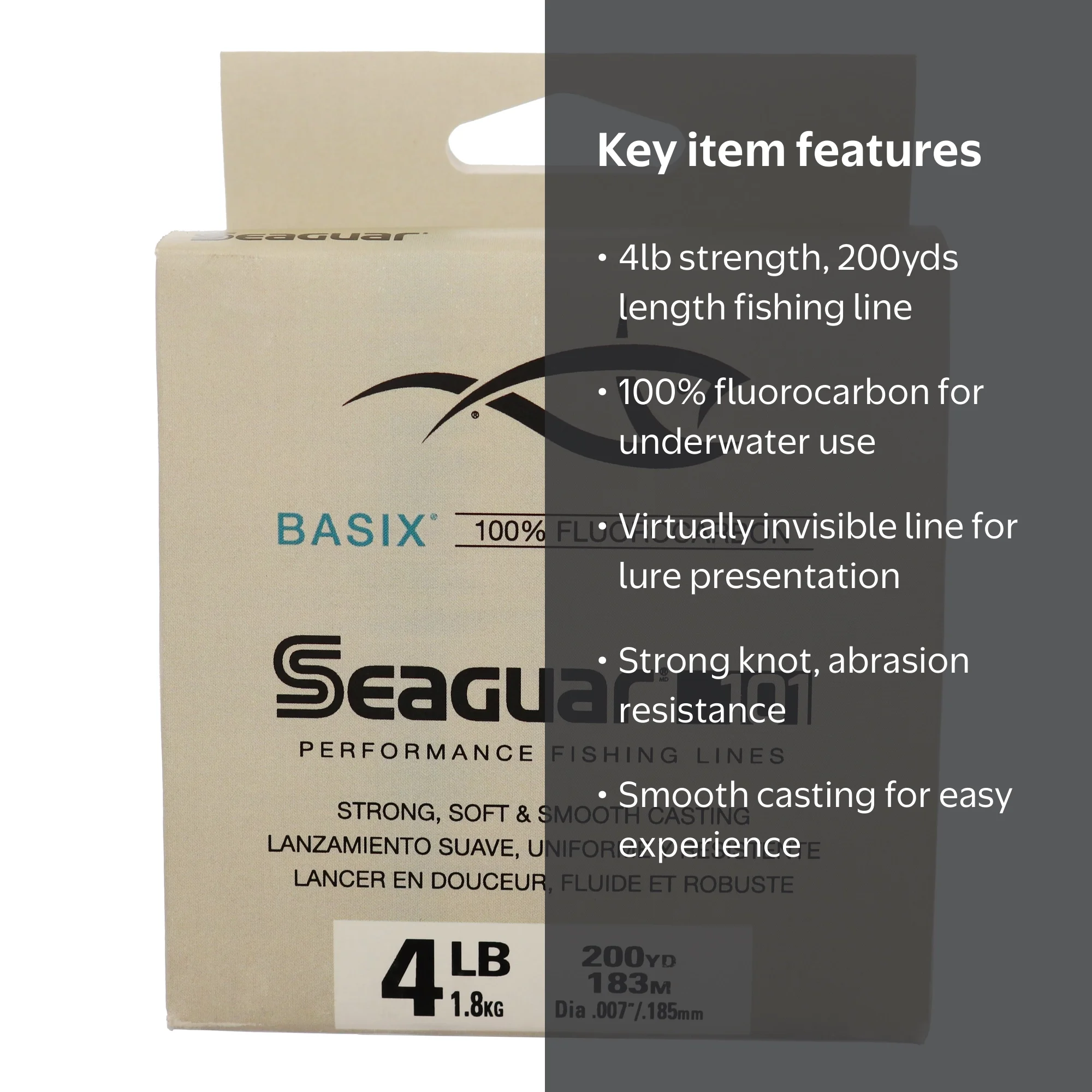 Seaguar BasiX 100% Fluorocarbon Fishing Line, 4lbs 200yds