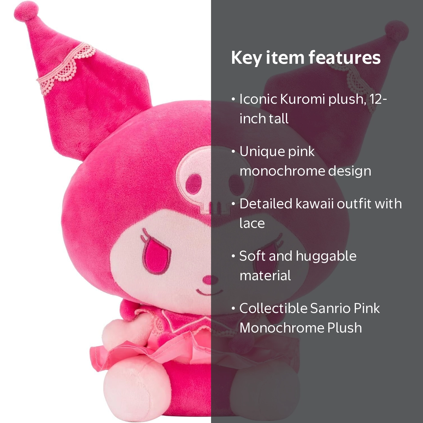 Sanrio Hello Kitty & Friends Kuromi Plush Toy - Pink Monochrome