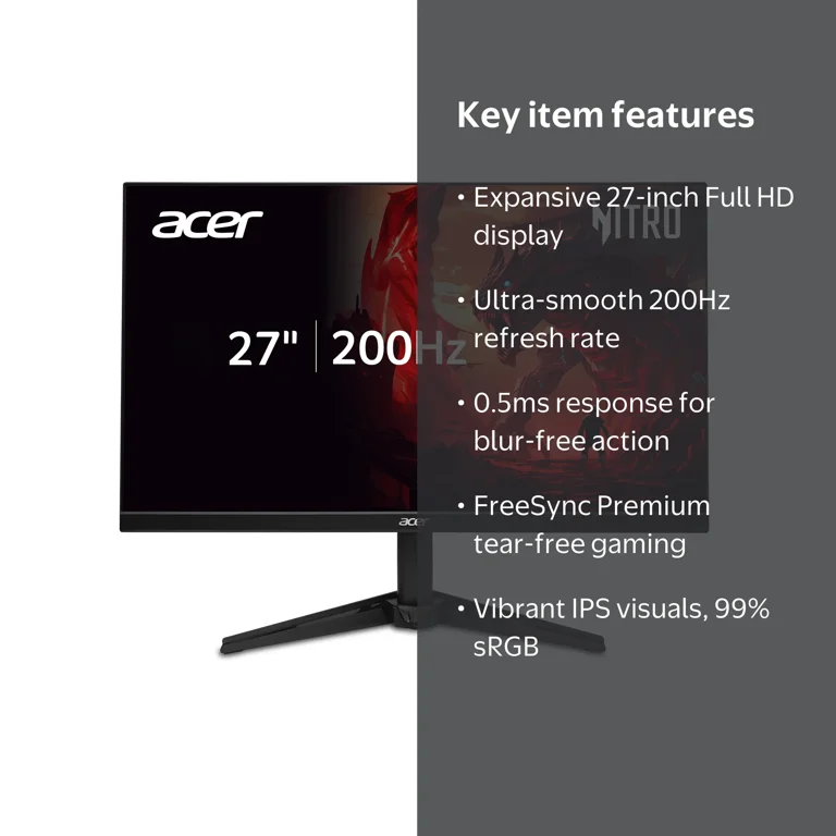 Acer Nitro QG1 Gaming Monitor 27-inch (1920 x 1080) Widescreen IPS
