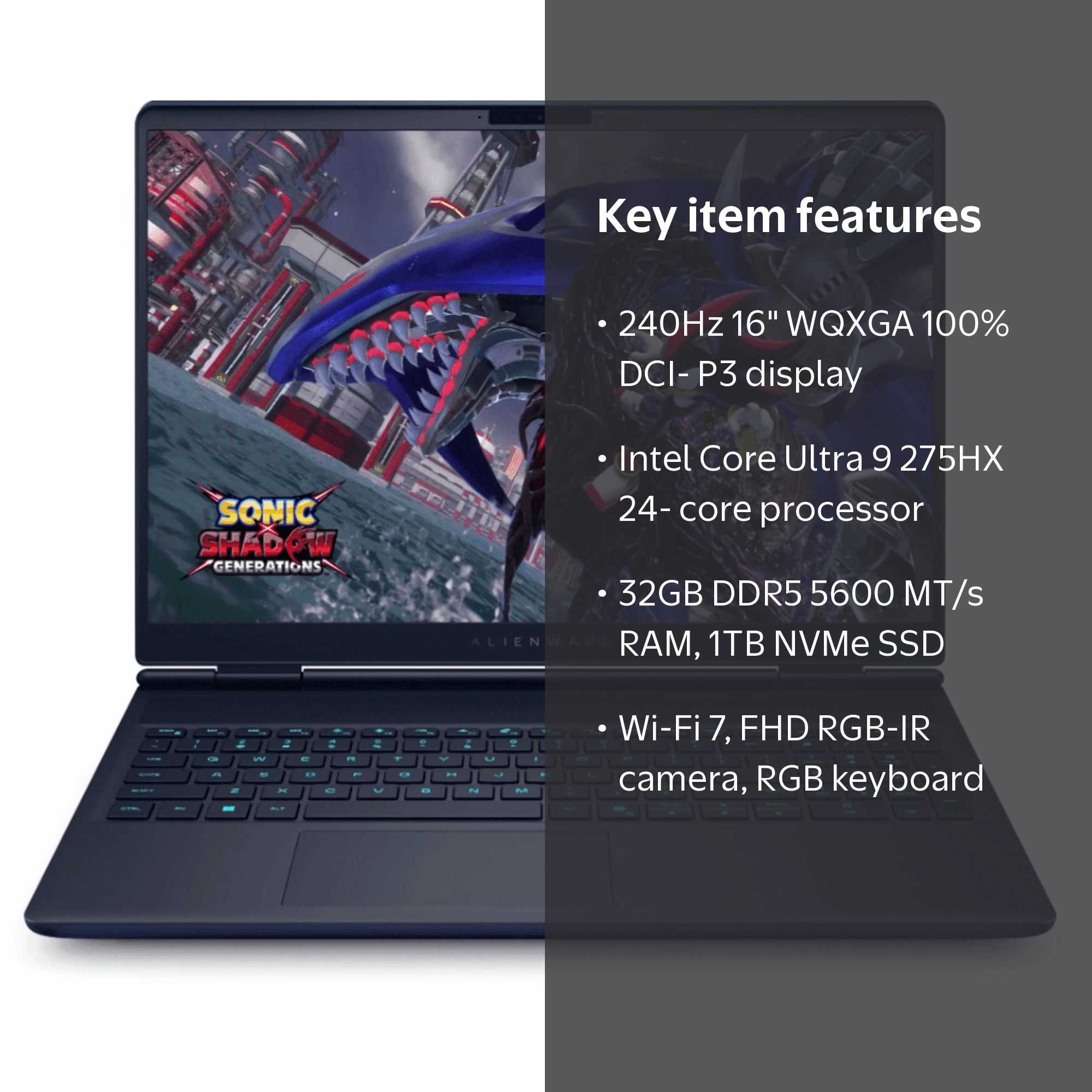 Alienware 16X Aurora Gaming Laptop AC16251, 16-inch 16:10 WQXGA