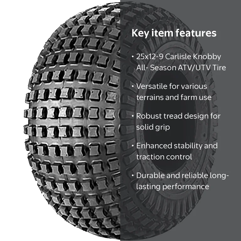 Carlisle, Knobby Tire, 25x12-9, All-Season Off-Road Traction
