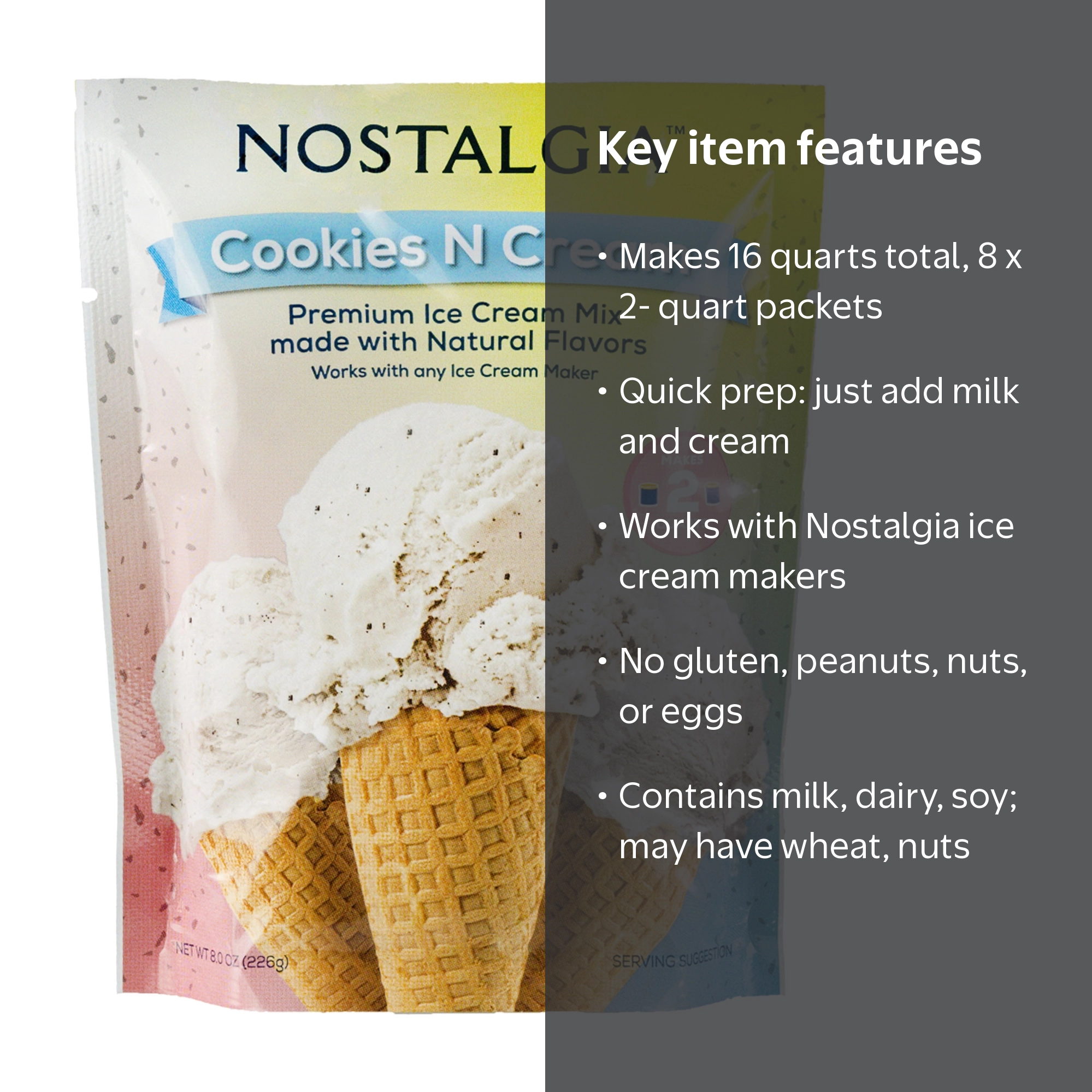 Nostalgia 2-Quart Homemade Premium Cookies n Cream Ice Cream