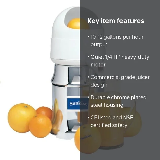Sunkist J-1 Type 8 AC 115 Volt 60 Watt Commercial Juicer with
