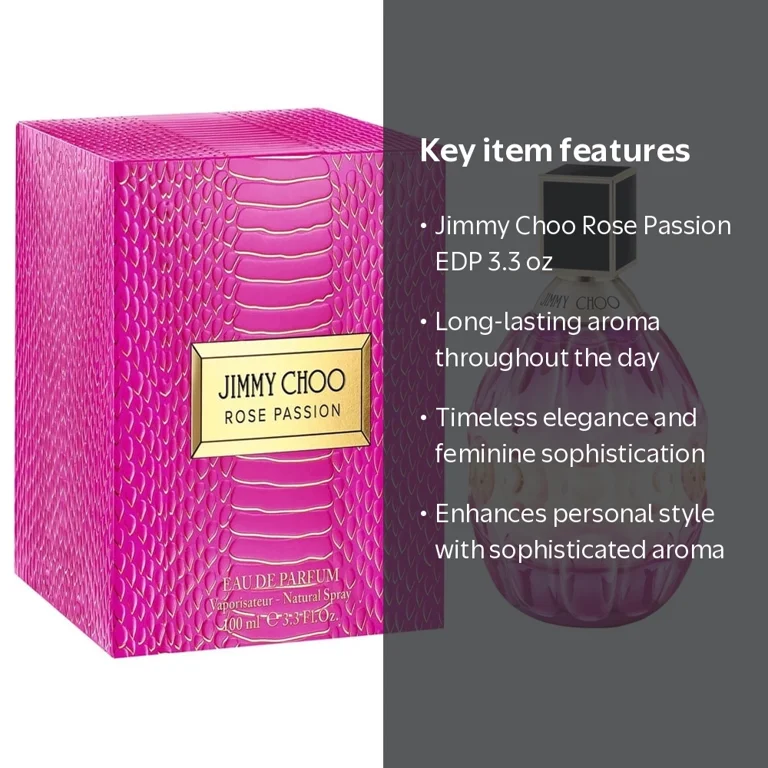 Jimmy Choo, Rose Passion Eau de Parfum Spray, 3.3 oz, Floral scent Jimmy Choo, Rose Passion Eau de Parfum Spray, 3.3 oz, Floral scent