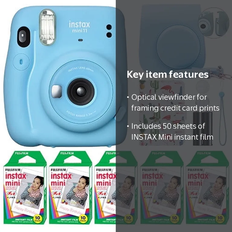 Fujifilm Instax Mini 11 Instant Camera Sky Blue with 50 Film