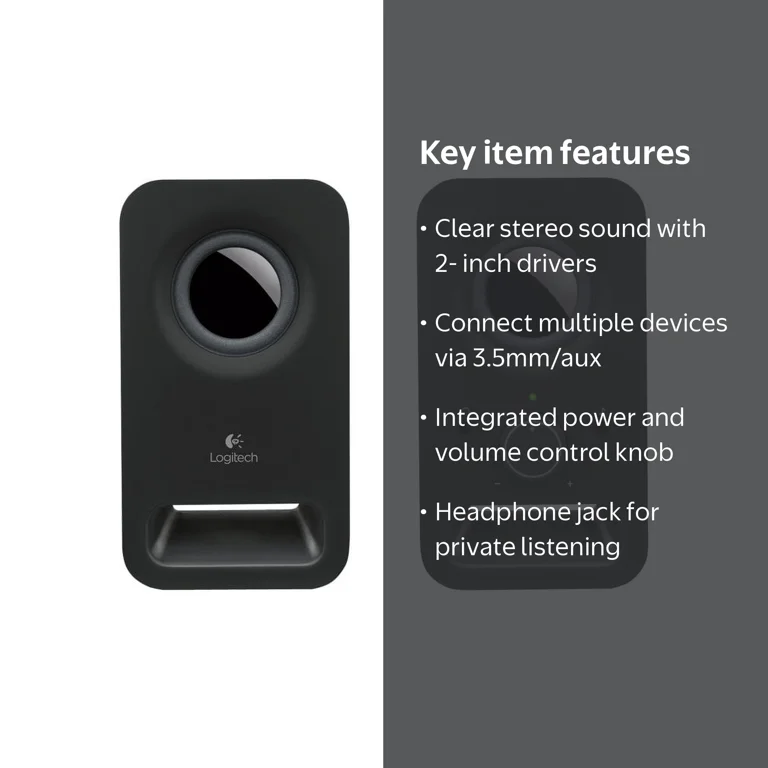 Logitech Z150 Multimedia Speakers, Black - Compact Stereo System