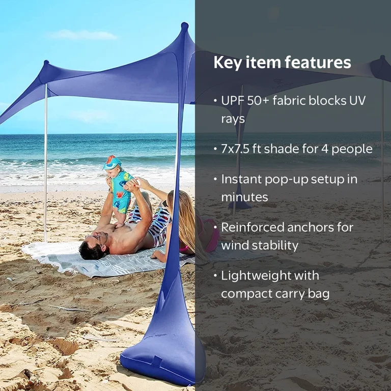 Sun Ninja, Beach Tent, 7x7.5 ft, Blue, UPF 50+ sunshade - Walmart.com