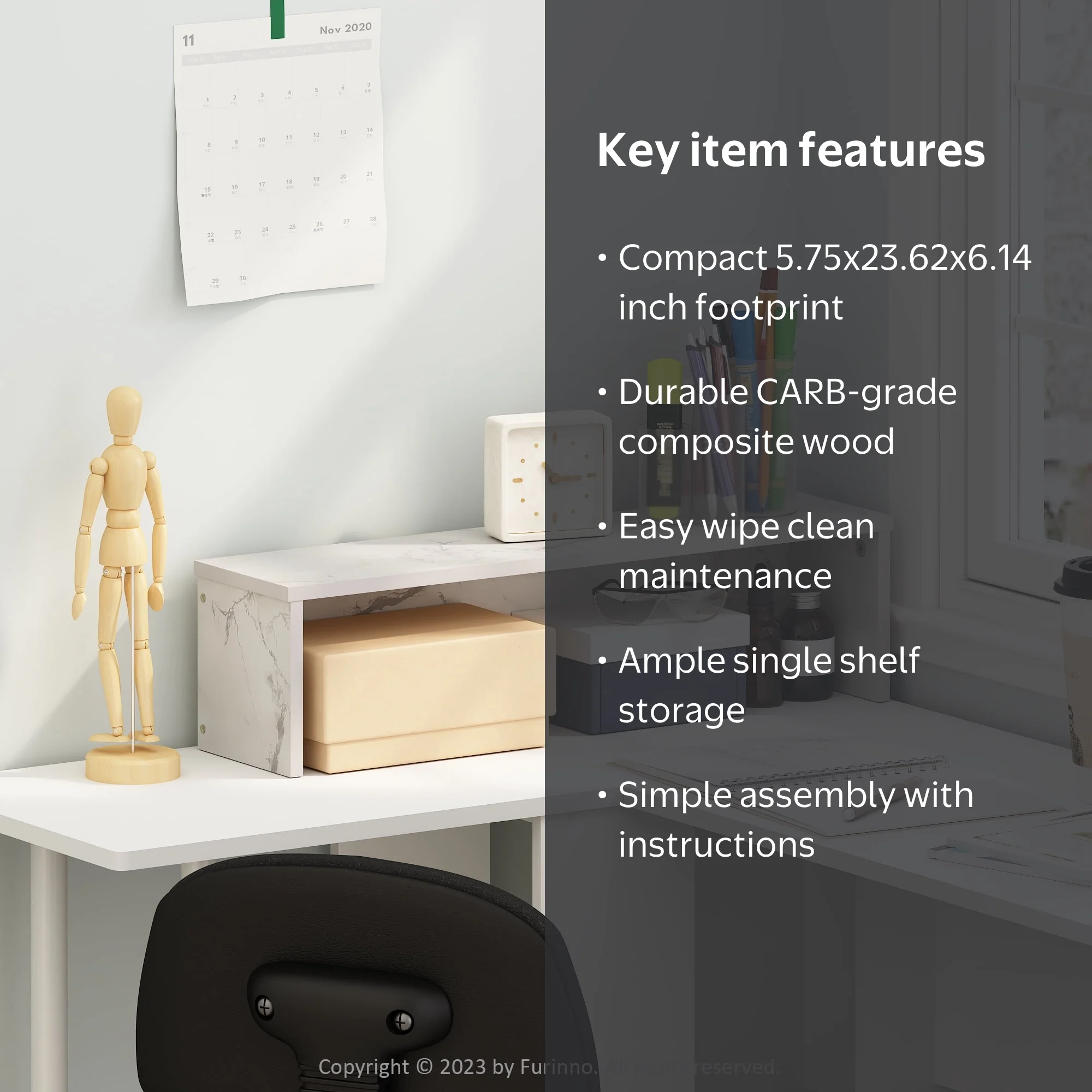 Furinno Classic 23-Inch Desk Organizer, Shelf Organizer Storage