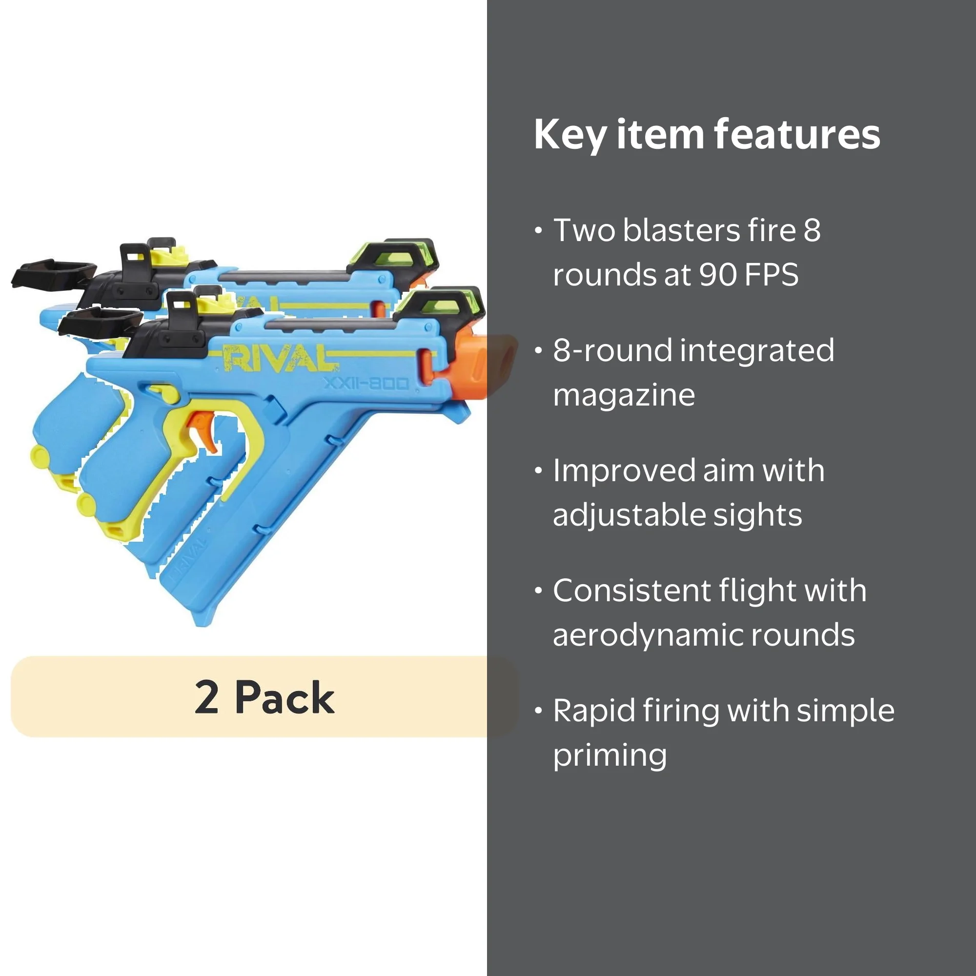 2 pack) Nerf Rival Vision XXII 800 Ball Dart Blaster with 8 Rounds
