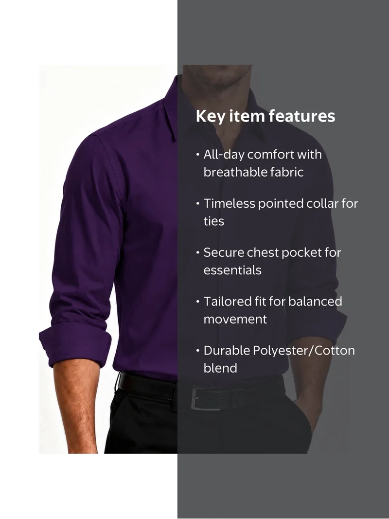 mens purple button down dress shirt Slim Fit Shirt, Cutaway Collar Offered in a multitude of colors so that youll never have to worry about what to wear. TUSCANY Men's Regular-FIT Solid Long