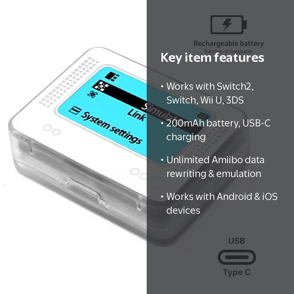 WiiU　ソフト、amiibo、リモコン Intelligent Rechargeable Amiibo Simulator, NFC Emulator, Universal