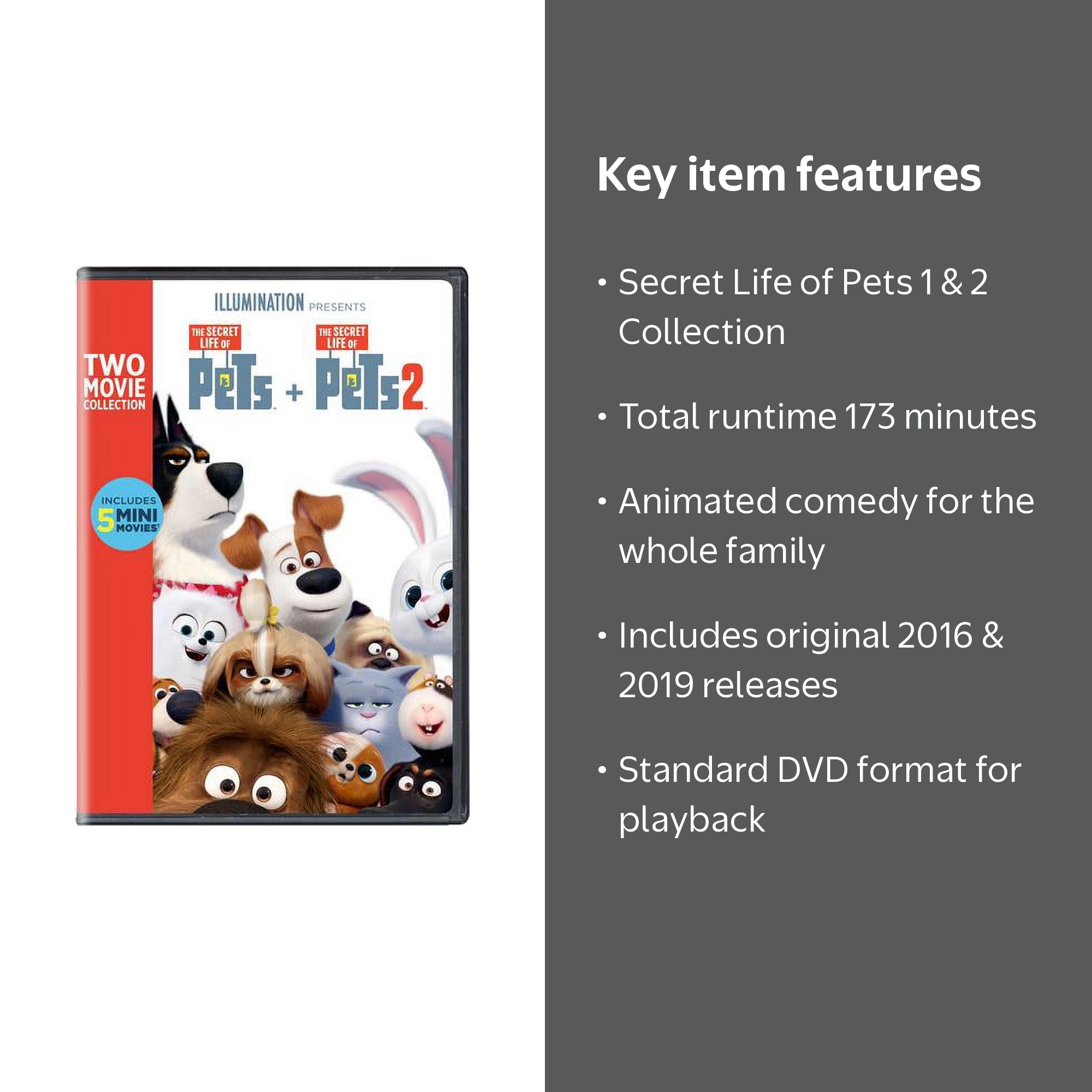 The Secret Life of Pets 2-Movie Collection DVD, Family Animated