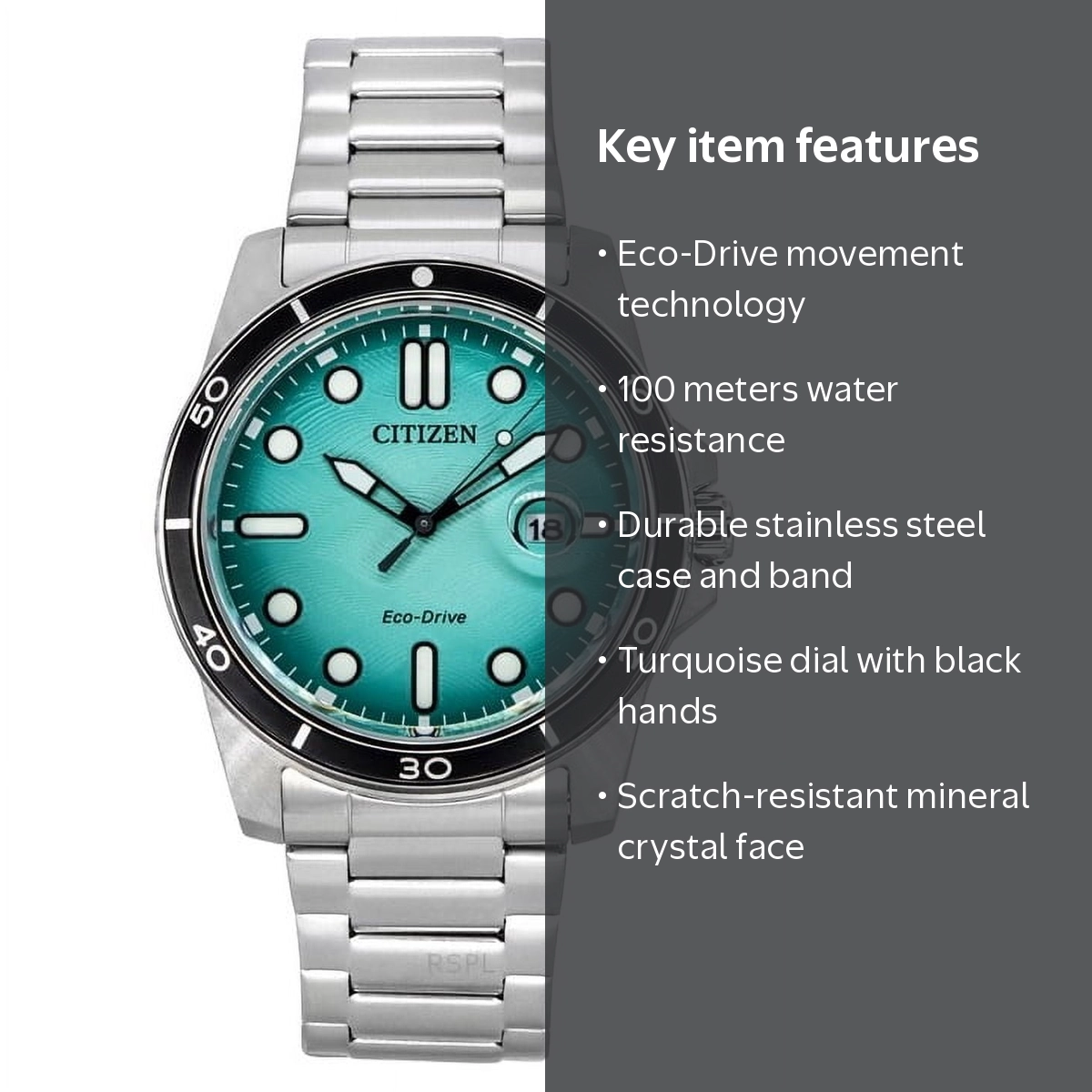 Citizen Marine 1810 Eco-Drive Turquoise Dial Men's Watch AW1816