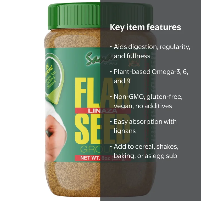 Sanar Naturals Ground Flaxseed, Superfood with Omega-3, Dietary