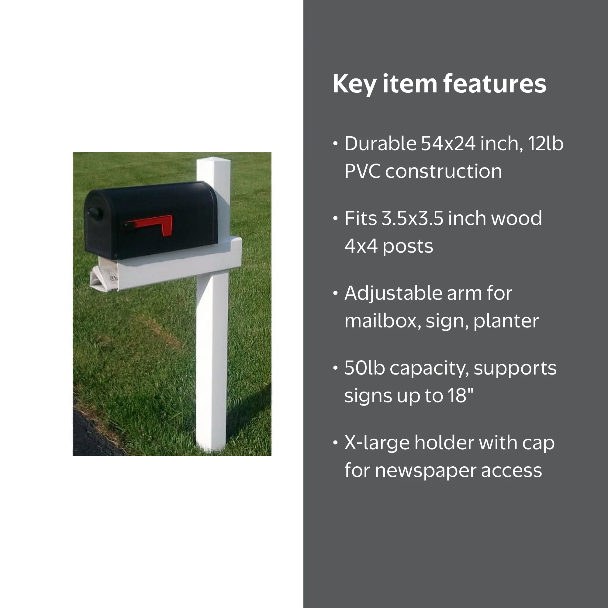 Handy Post, HP-1W, 54-in x 24-in White Vinyl Mailbox Post Sleeve