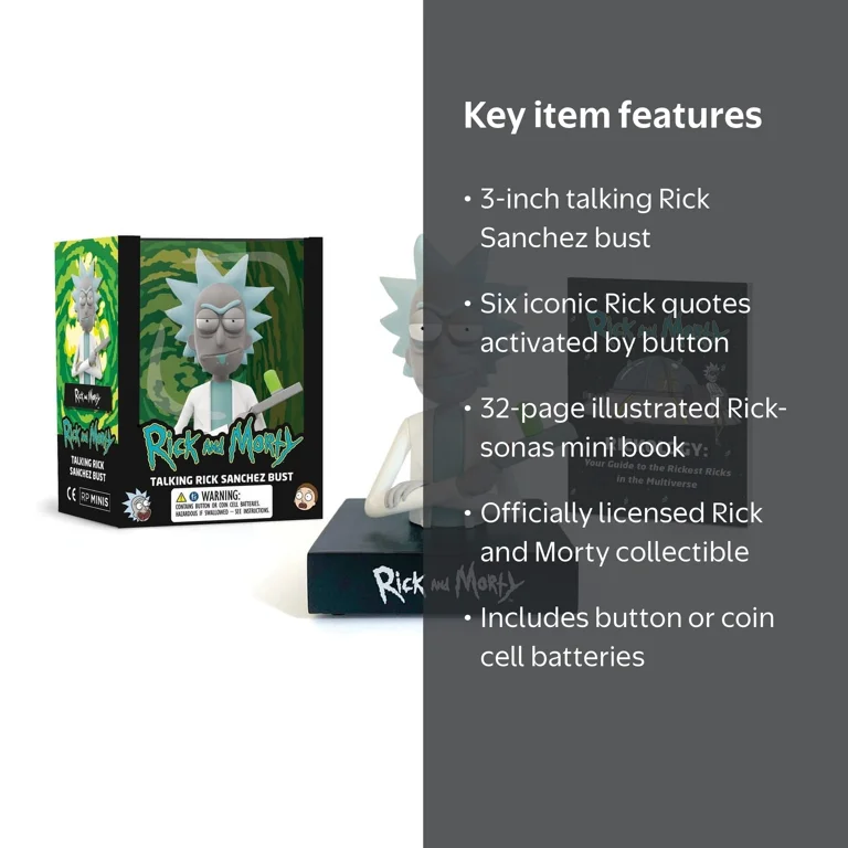 Rp Minis Rick and Morty Talking Rick Sanchez Bust, 3-inch with