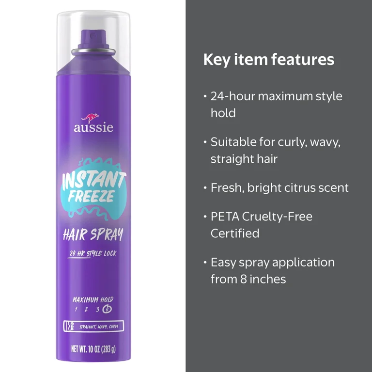 Aussie, Instant Freeze Hair Spray, 10 oz, Maximum Hold - Walmart.com