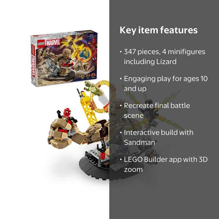 LEGO Marvel Building Toy Set, 76280, Spider-Man vs. Sandman Final