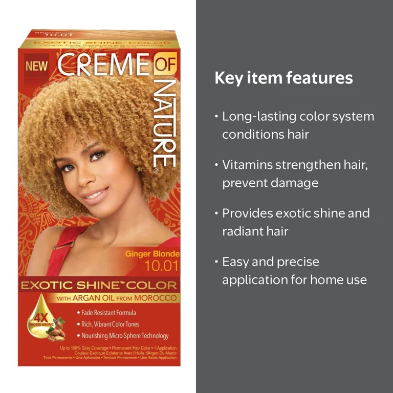 Creme of Nature, Exotic Shine Color, Ginger Blonde 10.01, Argan