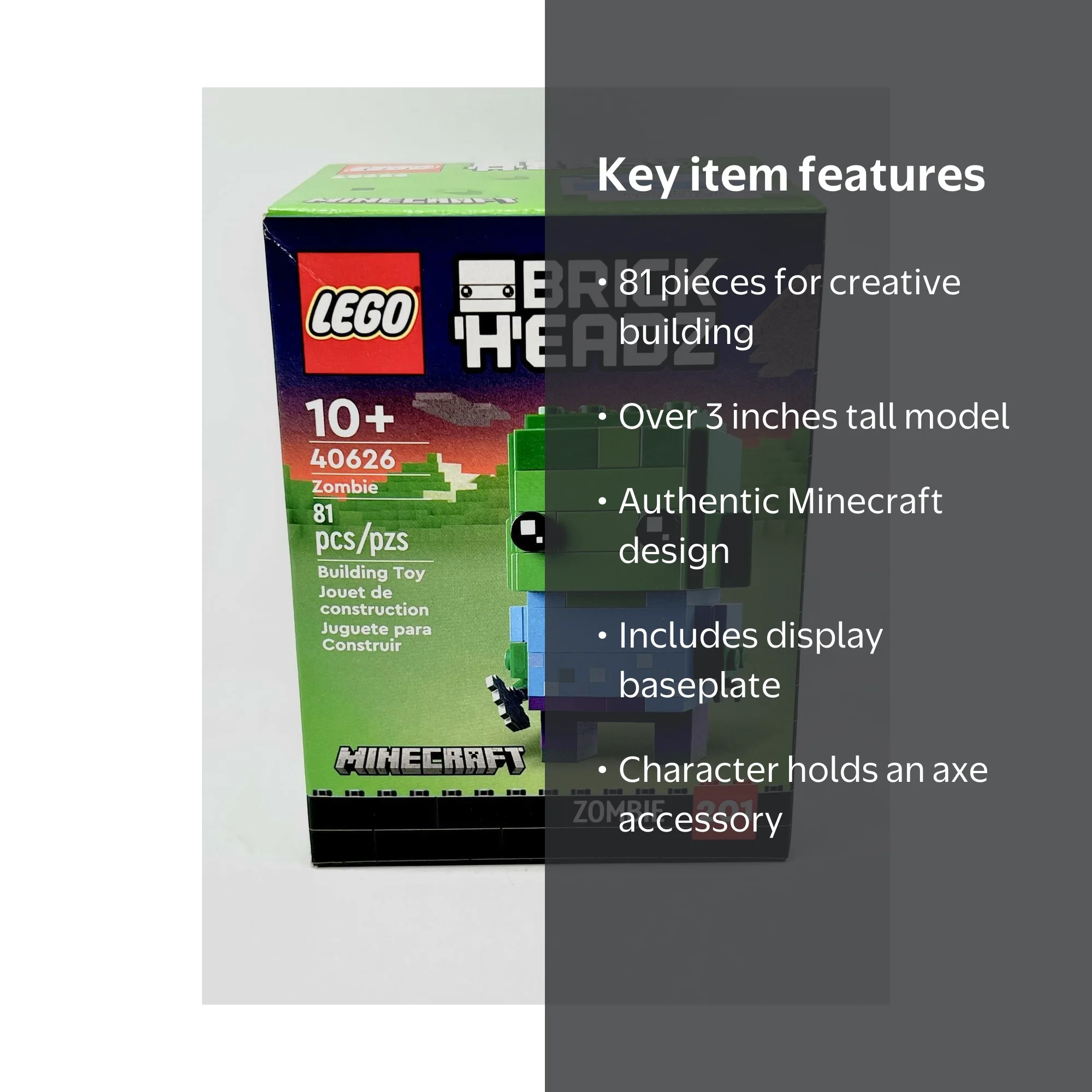 LEGO Brickheadz MineCraft Zombie Toy, 81pcs, New In Box - Walmart.com