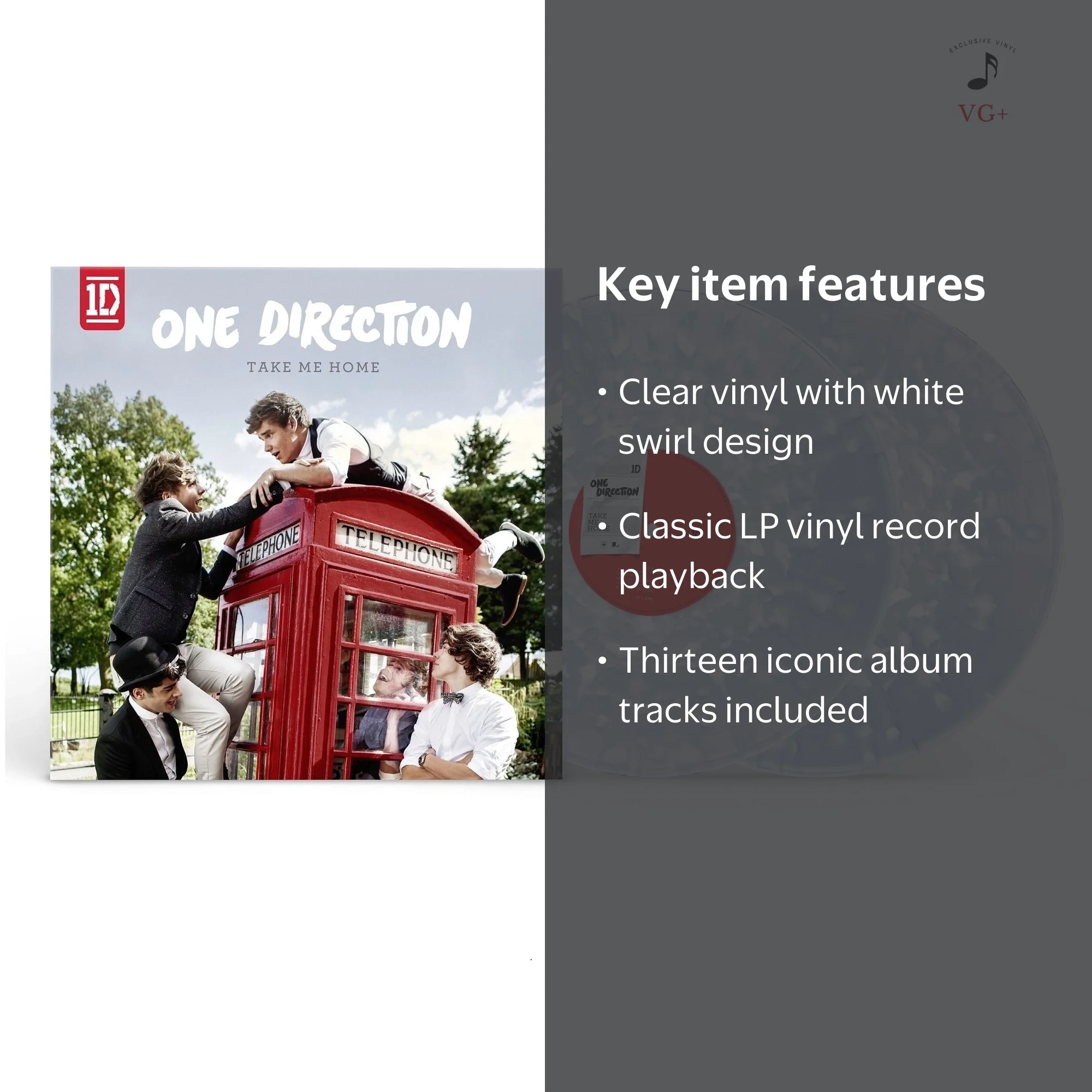 One Direction - Take Me Home, Exclusive Clear with White Marble 2x