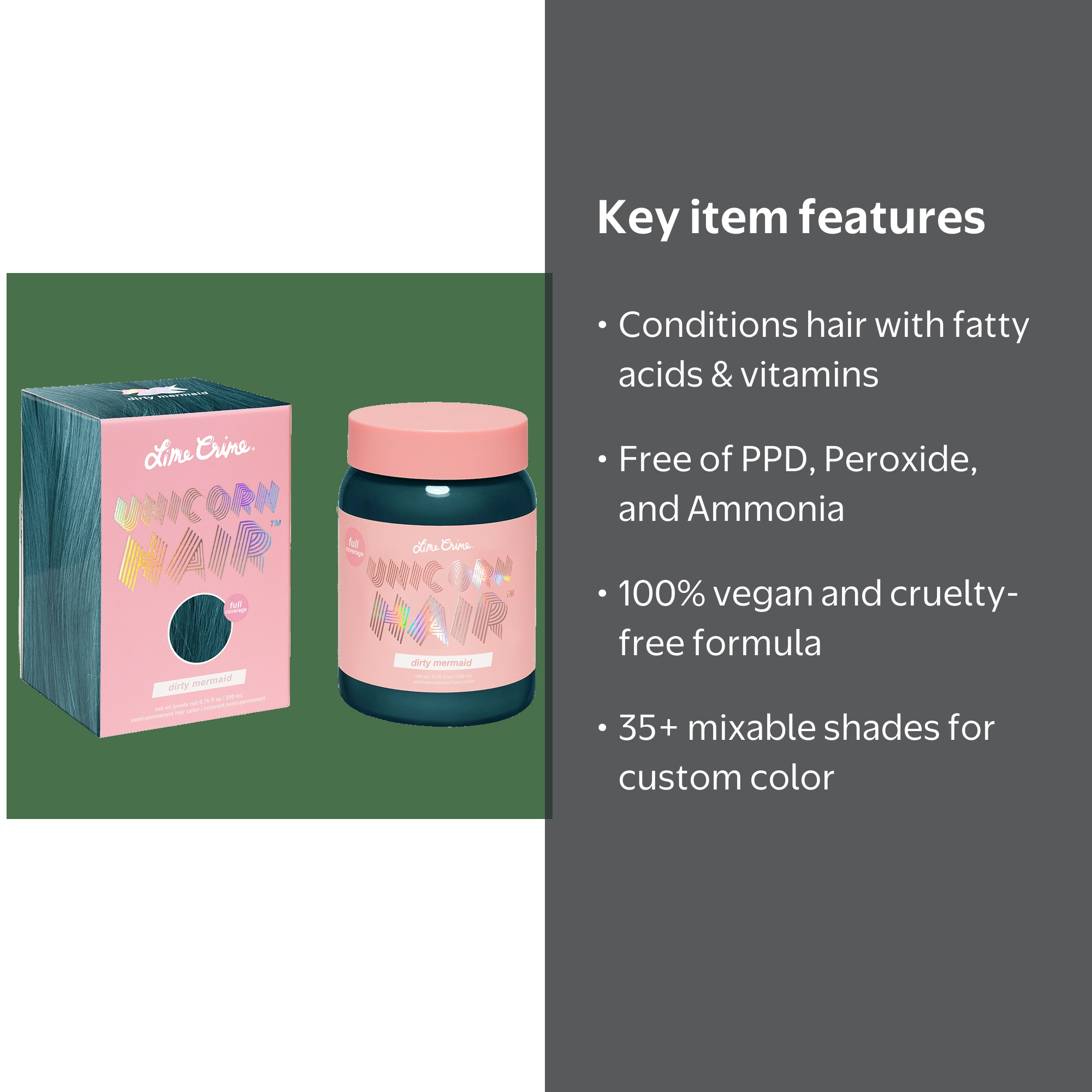 Lime Crime Vegan Semi-Permanent Hair Color Jello Full Coverage