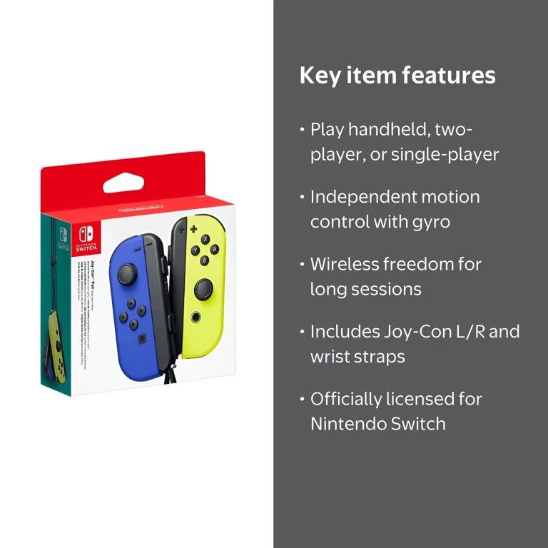 Nintendo Switch Joy-Con Wireless Controllers, Blue and Neon Yellow