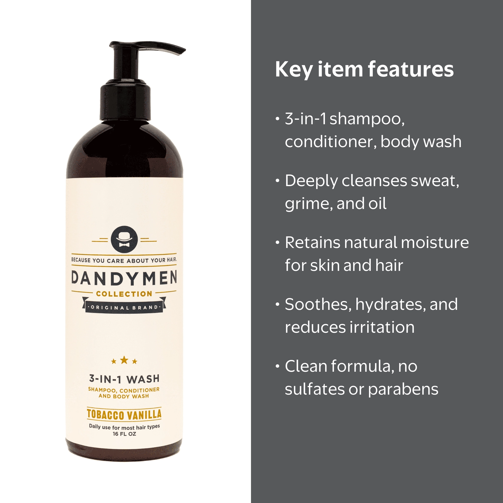 DANDYMEN COLLECTION Men's 3-in-1 Shampoo, Conditioner and Body