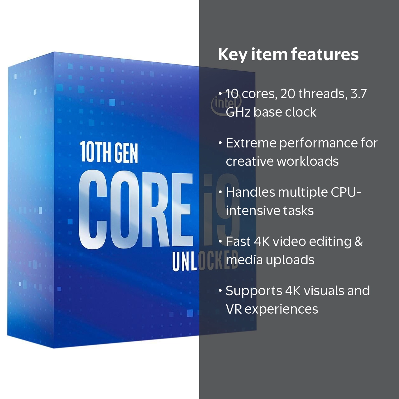 Intel Core i9-10900K CPU - 10th Gen, 10-Core 3.7 GHz, LGA 1200