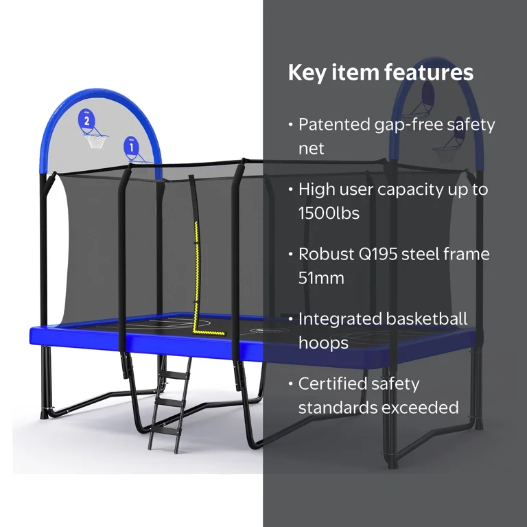 Zupapa Kids Trampoline with Enclosure Net, 425LBS Capacity, All