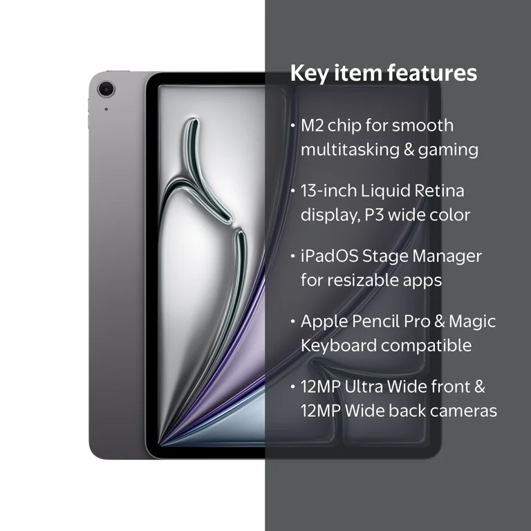 Apple iPad Air 2024 - M2, 13-inch, Wi-Fi 6E, 512GB, Space Gray